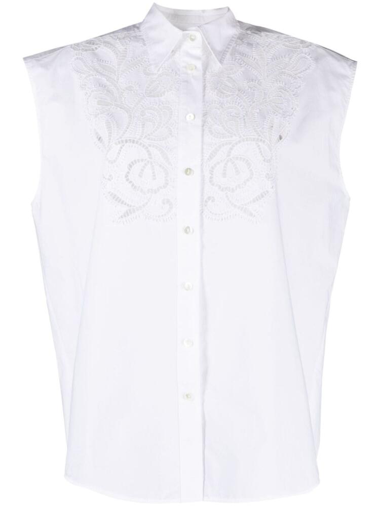 P.A.R.O.S.H. Canyox crochet-detailed poplin shirt - White Cover