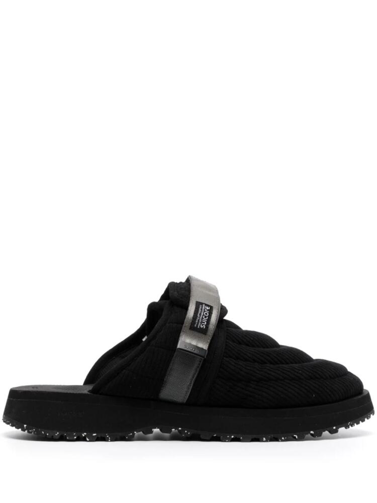 Suicoke Zavo touch-strap corduroy slippers - Black Cover