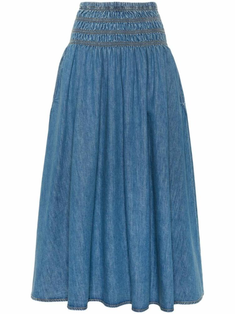 Maje flared denim midi skirt - Blue Cover