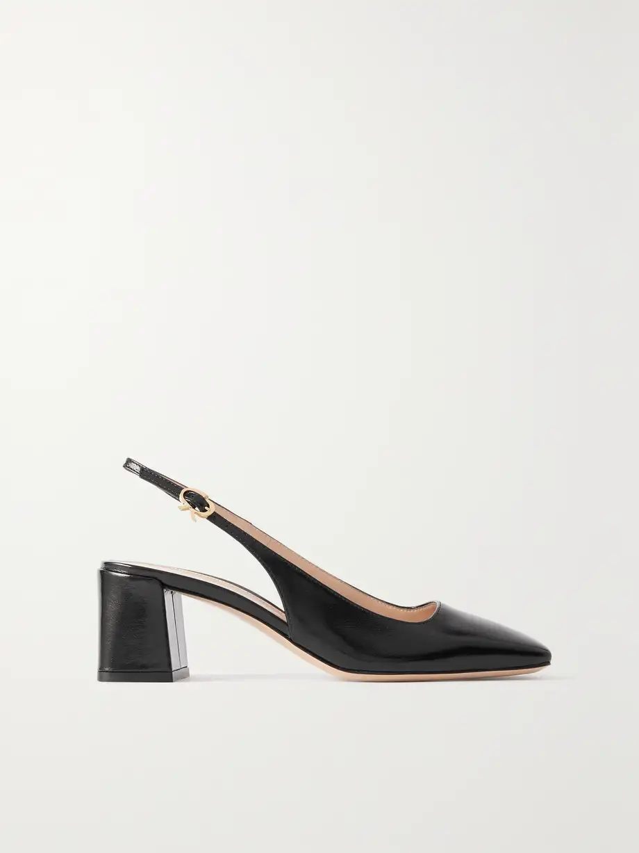 Gianvito Rossi - Nuit 55 Glossed-leather Slingback Pumps - Black Cover