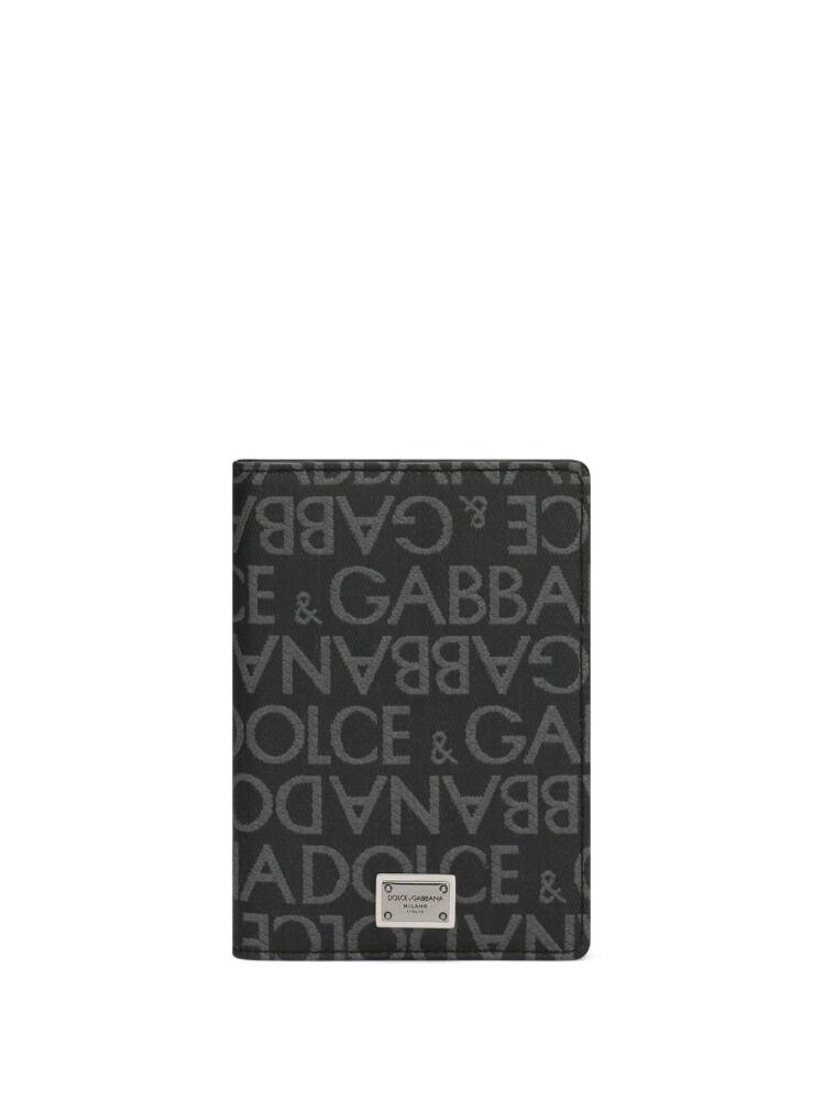 Dolce & Gabbana logo-plaque jacquard cardholder - Black Cover