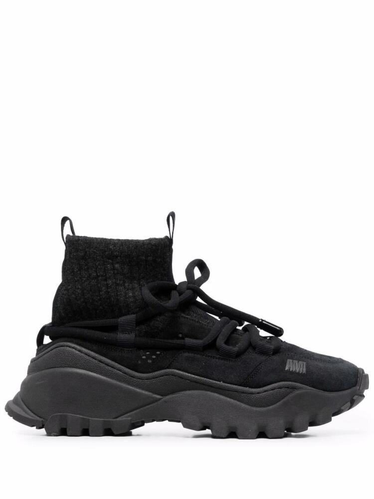 AMI Paris Otto suede-panelled sneakers - Black Cover