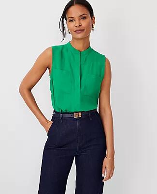 Ann Taylor Petite Sleeveless Camp Shirt Cover