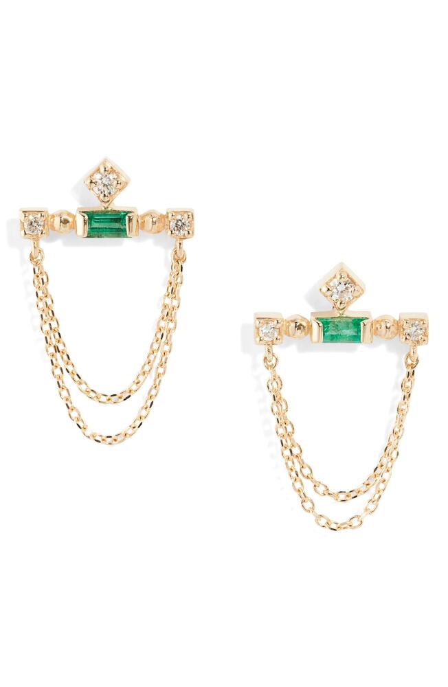 Anzie Cléo Emerald & Diamond Bar Chain Earrings Cover