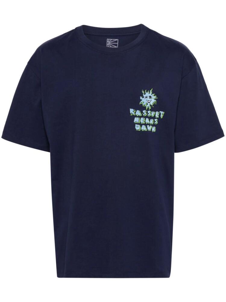 RASSVET logo-flocked cotton T-shirt - Blue Cover