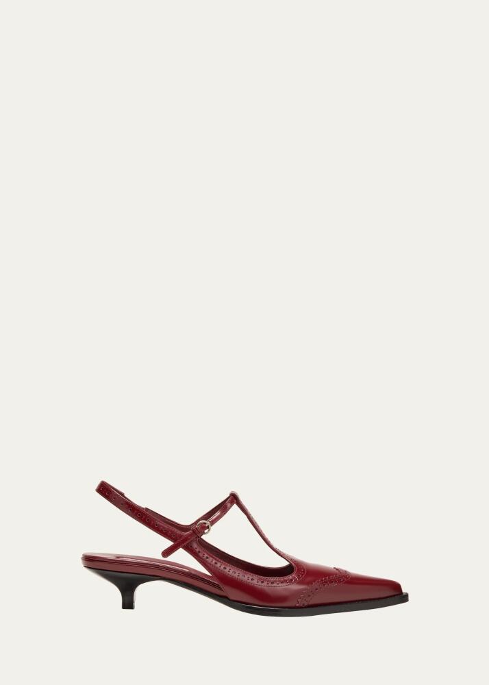 Miu Miu Leather Wing-Tip Mary Jane Slingback Pumps Cover