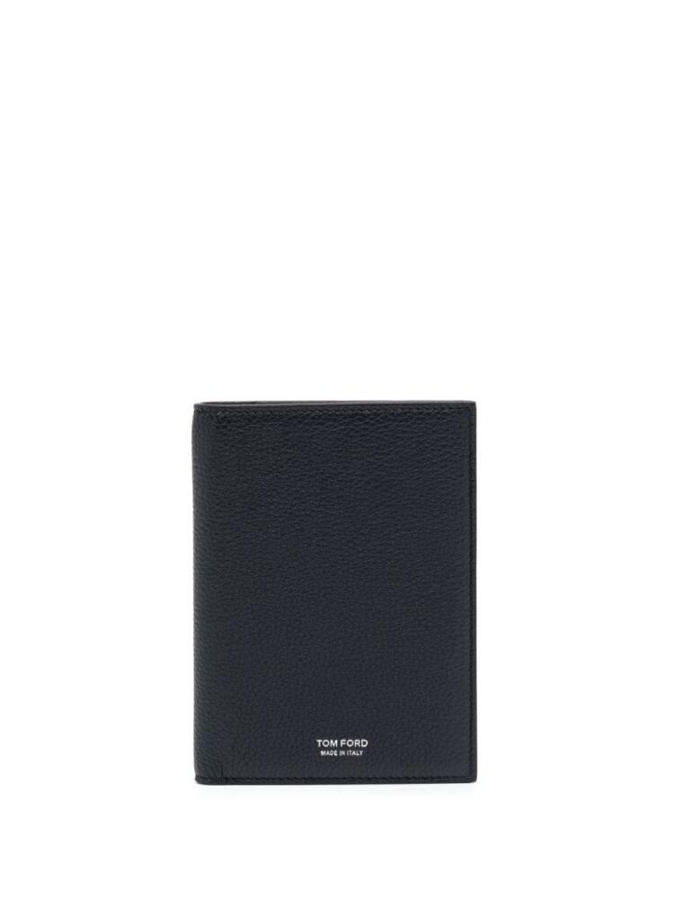 TOM FORD logo-lettering bi-fold leather cardholder - Blue Cover