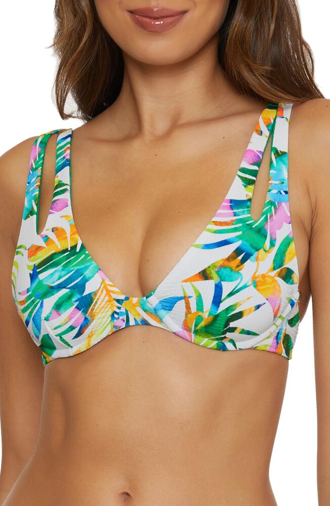 Becca Isla Verde Seersucker Underwire Bikini Top in White Multi Cover