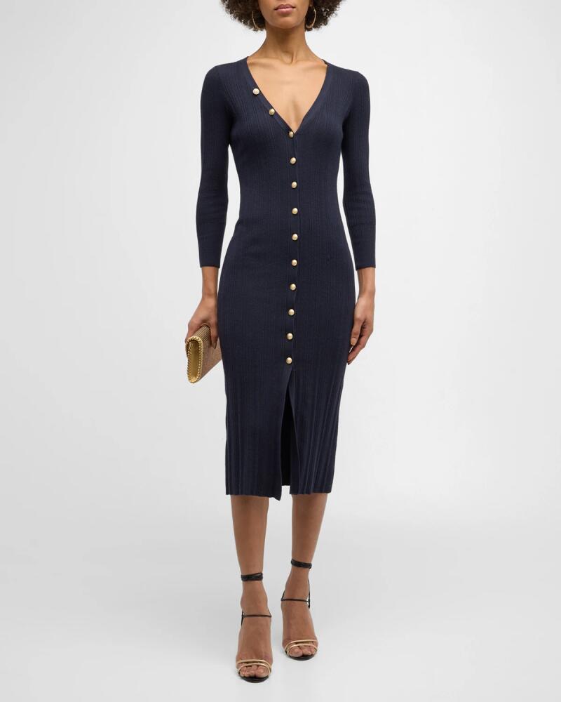 L'Agence Kyra Button-Front Duster Midi Dress Cover