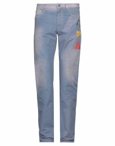 Dior Homme Man Pants Sky blue Cotton, Calfskin Cover