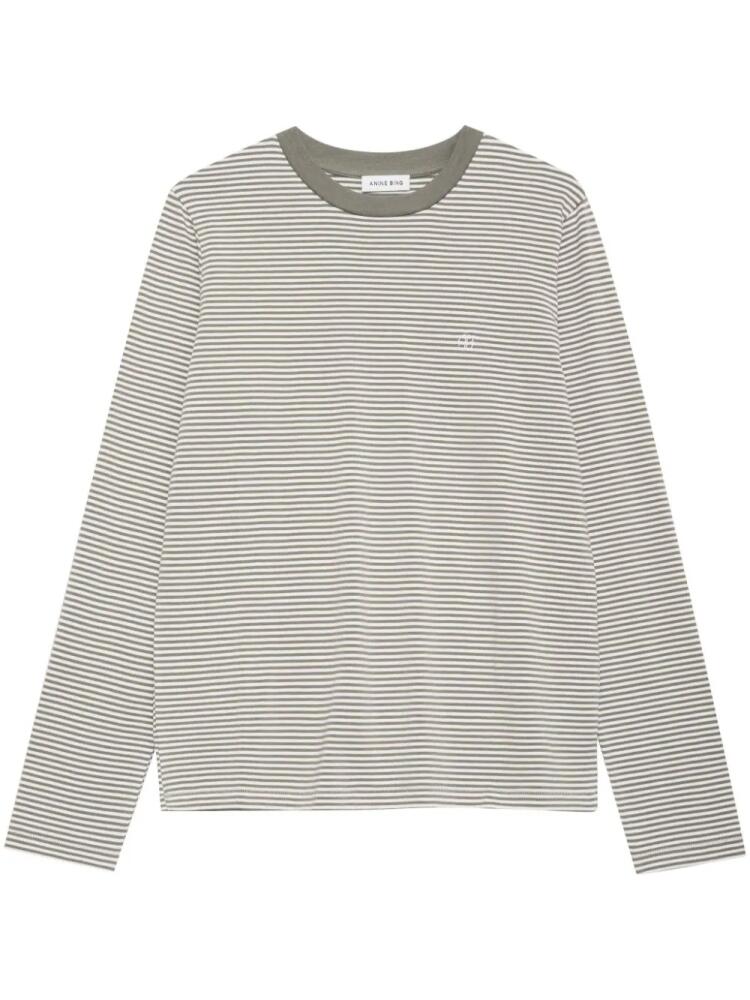 ANINE BING Rylan striped crew-neck T-shirt - White Cover