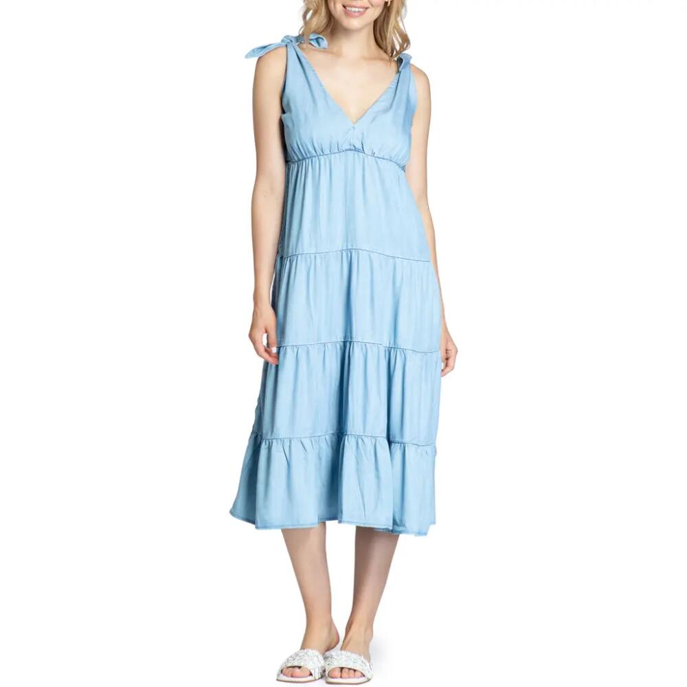 APNY Tie Strap Chambray Midi Sundress in Light Indigo Cover