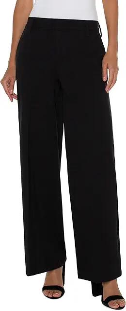 Liverpool Los Angeles Kelsey Wide leg trouser ponte pant (Black) Women's Casual Pants Cover