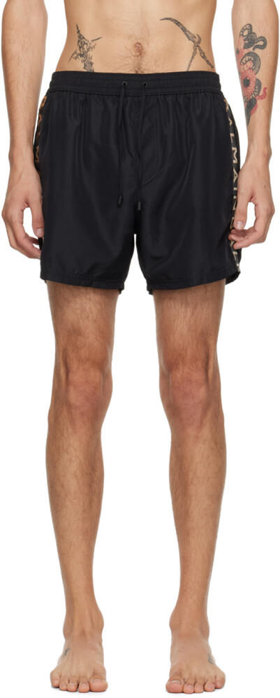 Balmain Black Jacquard Logo Swim Shorts Cover