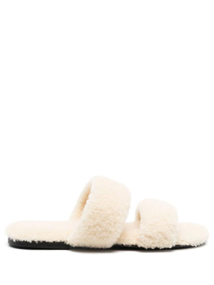 Saint Laurent shearling flat slides - Neutrals Cover