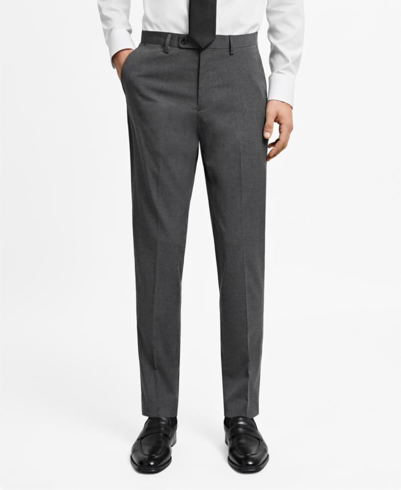 Mango Men's Stretch Fabric Slim-Fit Suit Pants - Gray Cover