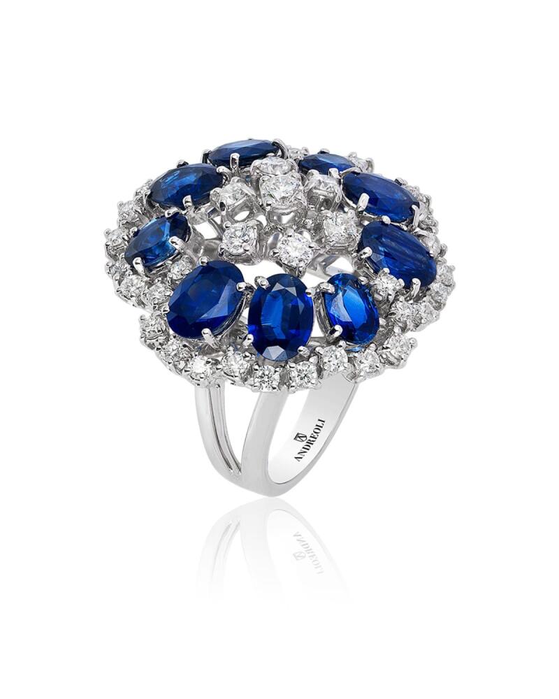 Andreoli 18K White Gold Ring with Sapphires and Diamonds Cover