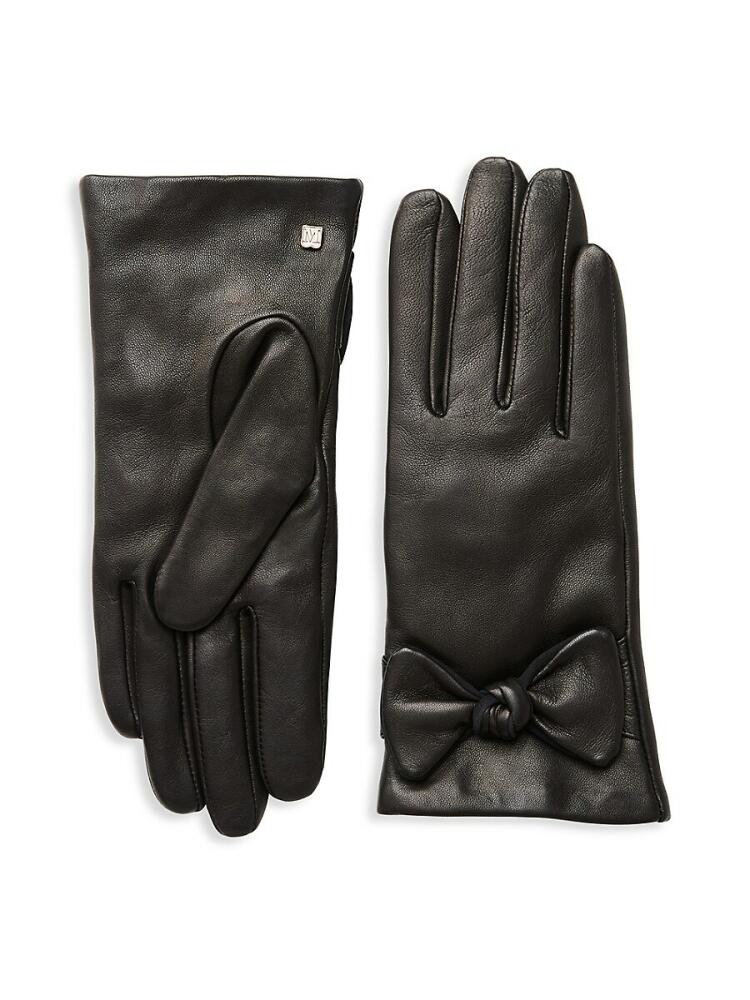 Bruno Magli Women's Bow-Top, Cashmere-Lined Leather Gloves - Black Cover