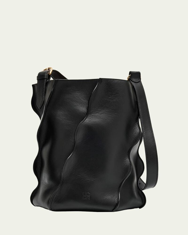 Ulla Johnson Adria Wave Pleated Leather Bucket Bag Cover