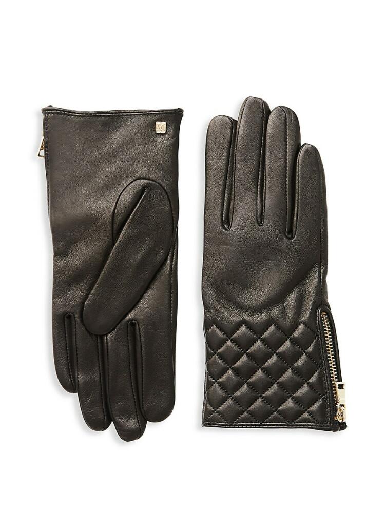 Bruno Magli Women's Quilted Leather Gloves - Black Cover