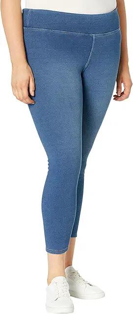 HUE Plush Lined High-Rise Denim Leggings (Medium Wash) Women's Jeans Cover