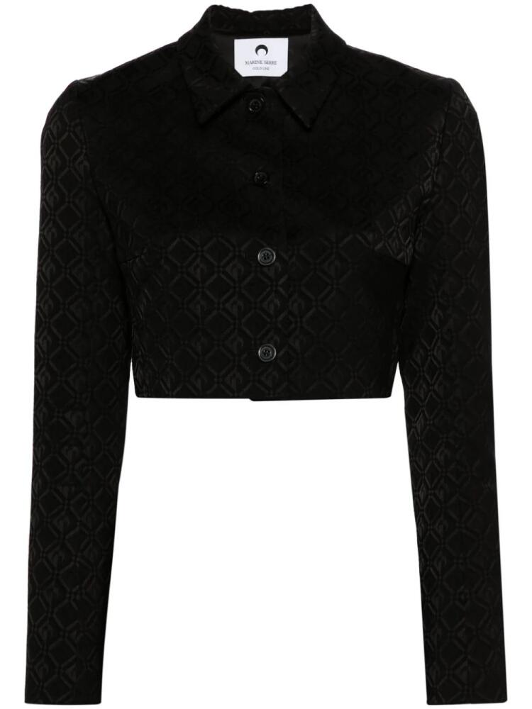 Marine Serre Moon Diamant-jacquard cropped jacket - Black Cover