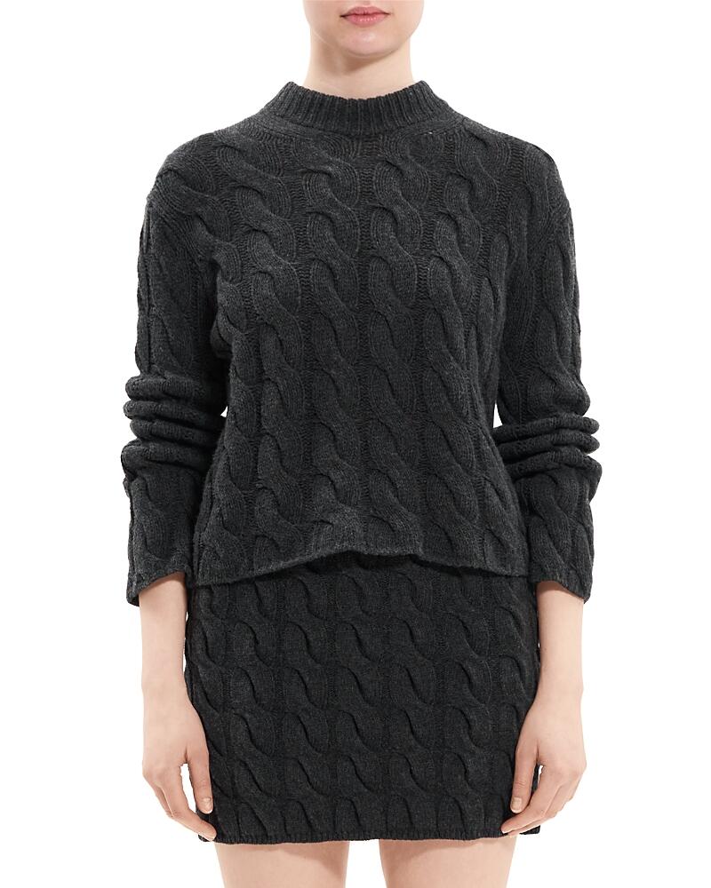 Theory Wool & Cashmere Cable Knit Mock Neck Sweater Cover