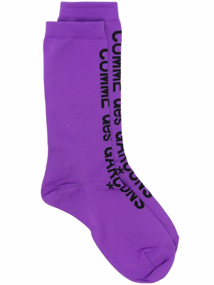 Comme Des Garçons logo-intarsia socks - Purple Cover