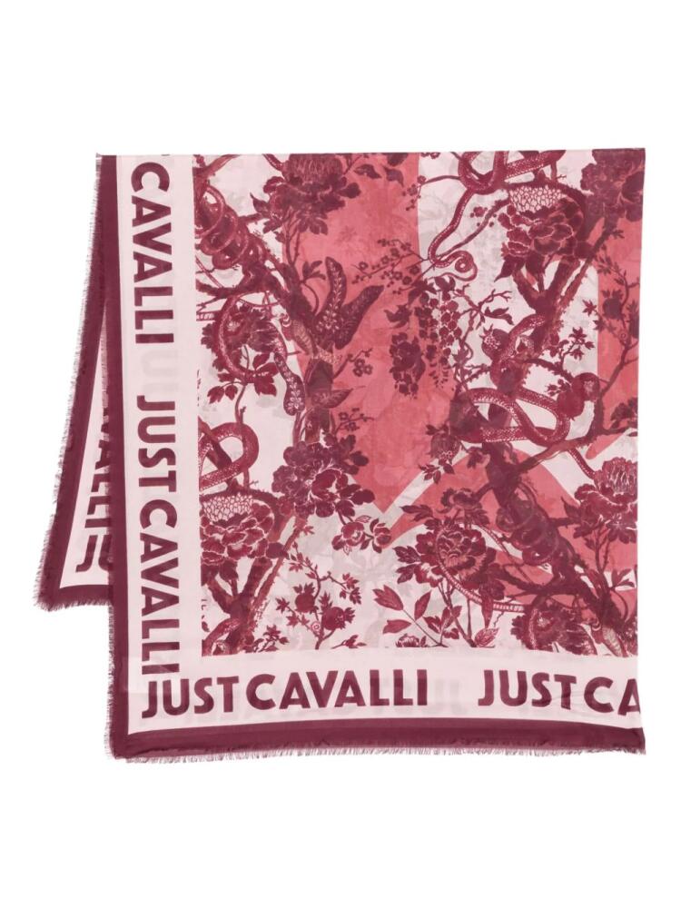 Just Cavalli seasonal-print scarf - Red Cover