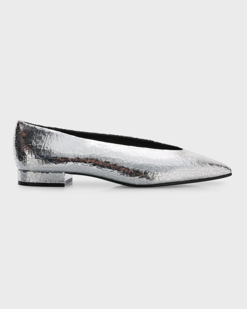 Loro Piana Rebecca Cracked Metallic Ballerina Flats Cover