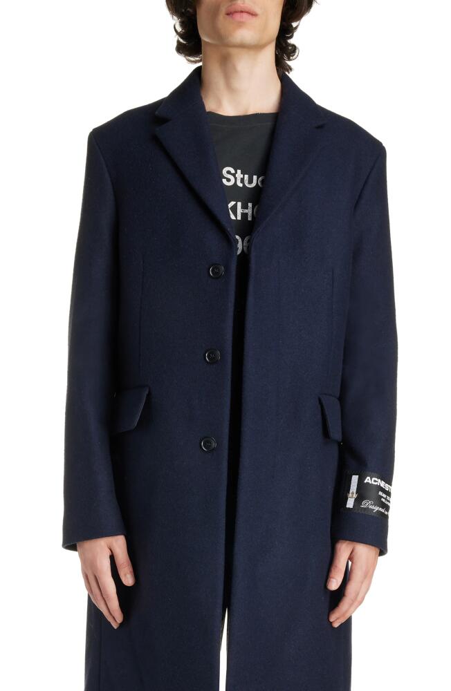 Acne Studios Couture Label Wool Felt Coat in Dark Navy Cover