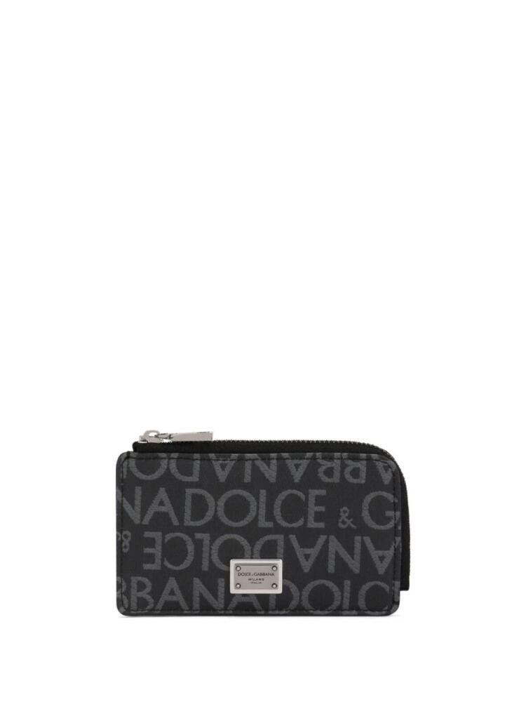 Dolce & Gabbana logo-jacquard zip around wallet - Black Cover