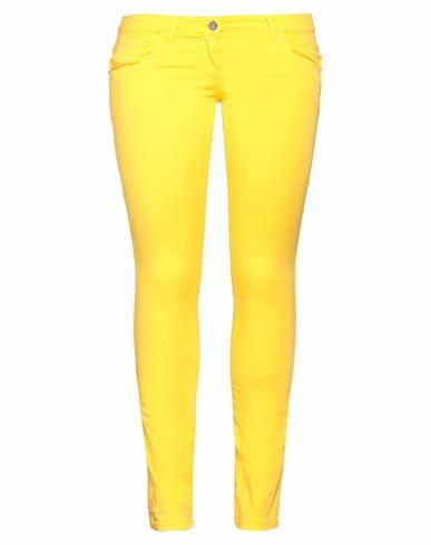 Trussardi Collection Woman Pants Yellow Cotton, Elastane Cover