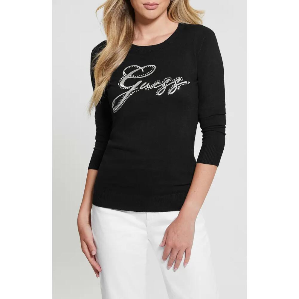 GUESS Olive Embellished Logo Sweater in Jet Black Cover