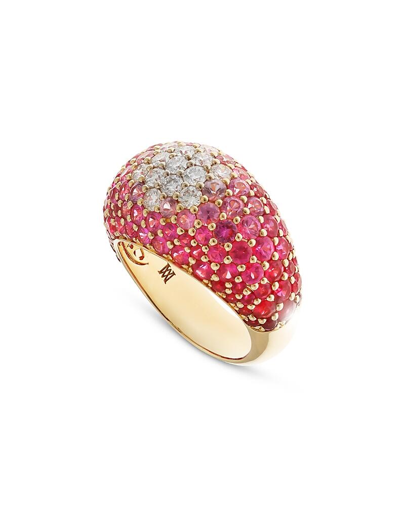 Alberto Milani 18K Yellow Gold Via Fiori Scuri Pink Sapphire Ombre & Diamond Domed Cluster Ring - Exclusive, Italy Campaign Cover