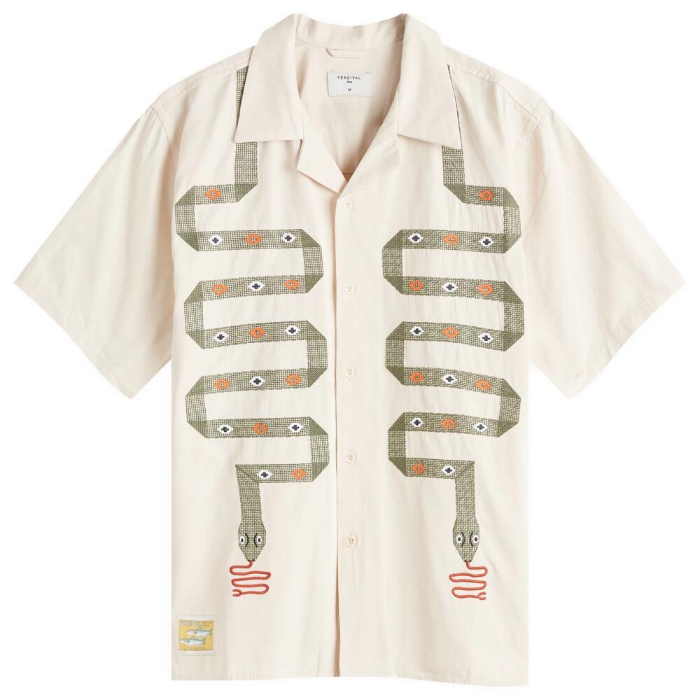 Percival Men's Serpent Tapestry Cuban Shirt in White Cover