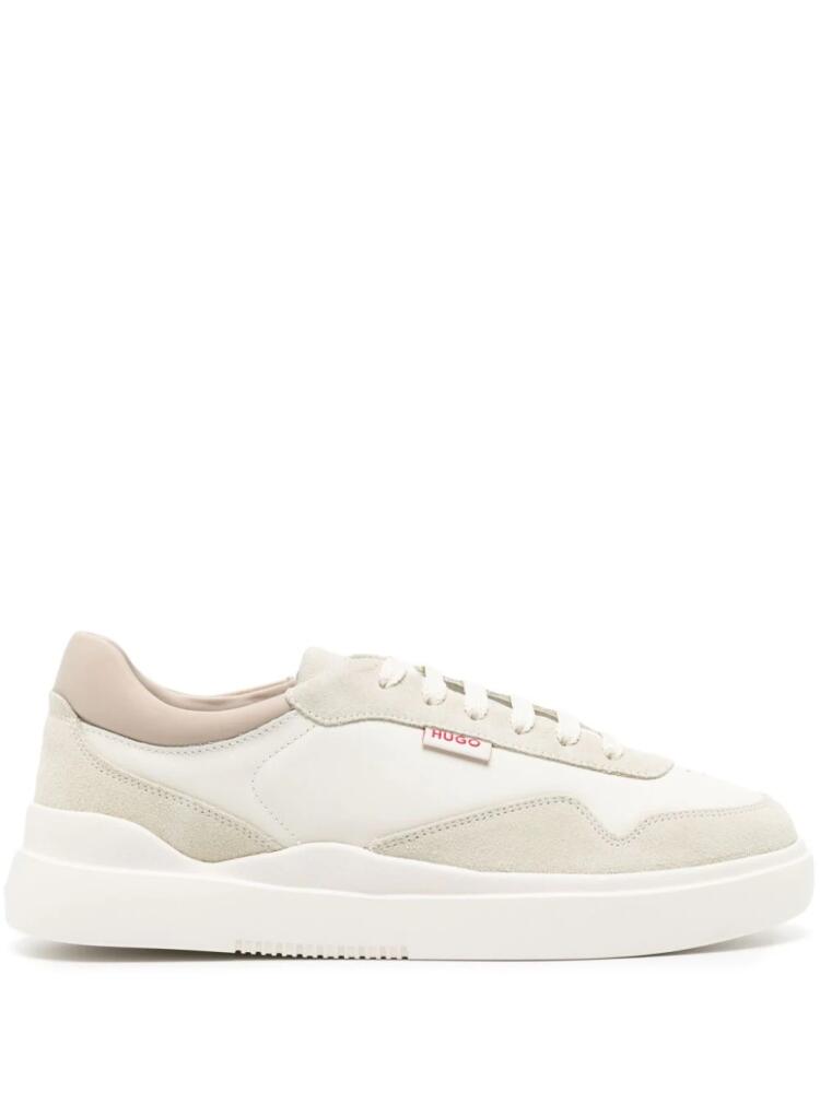 HUGO logo-patch panelled suede trainers - Neutrals Cover