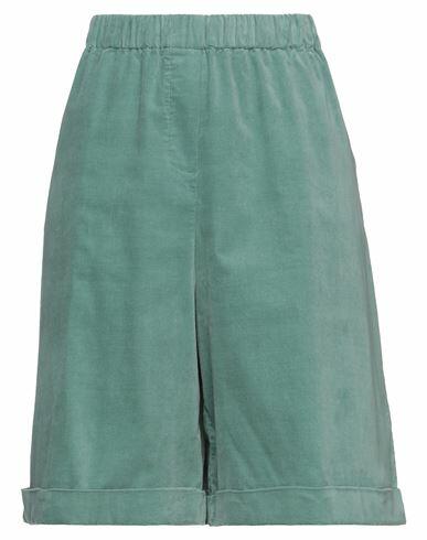 Semicouture Woman Shorts & Bermuda Shorts Sage green Cotton, Elastane Cover