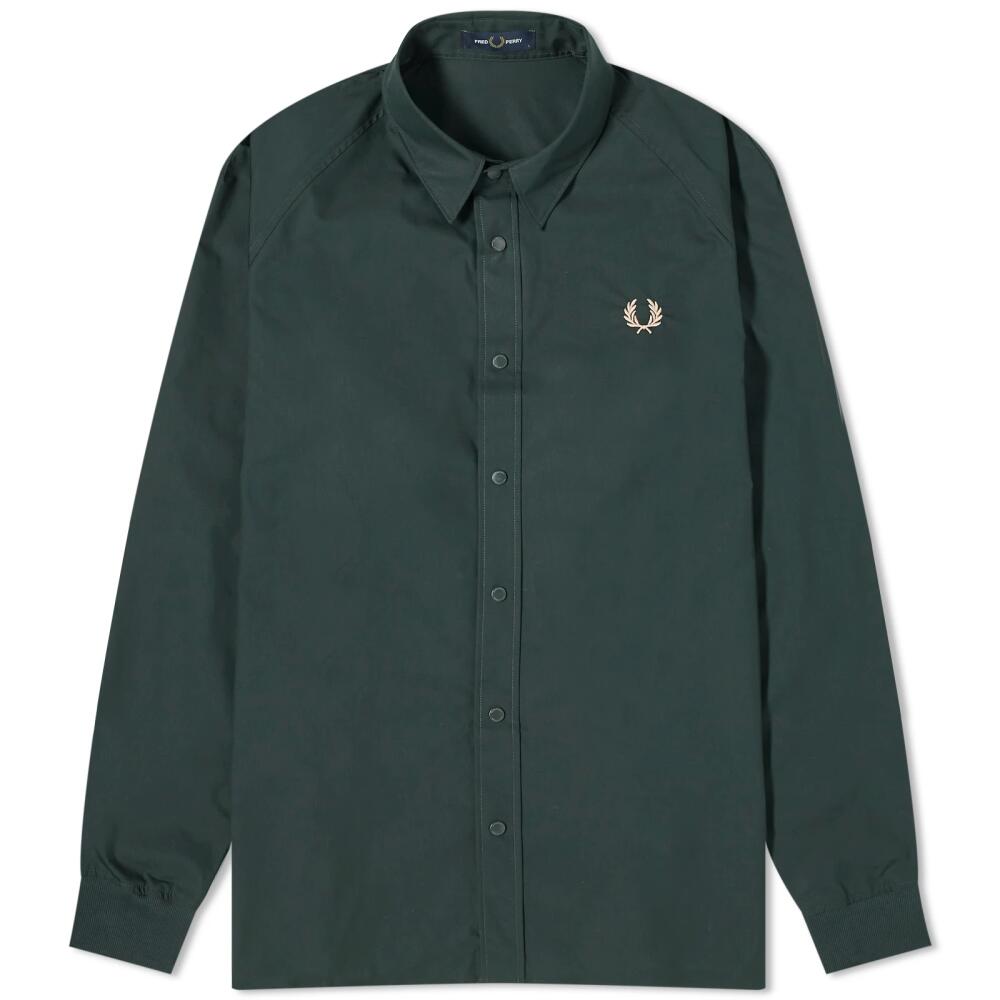 Fred Perry Men's Raglan Overshirt in Night Green Cover