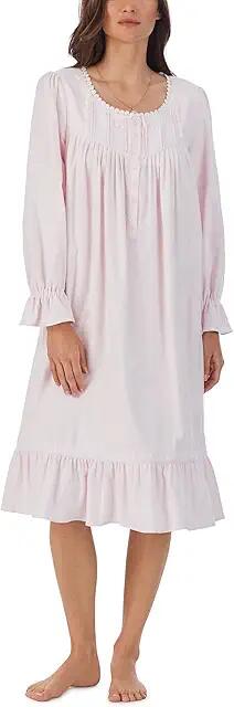 Eileen West Cotton Flannel Long Sleeve Waltz Gown (Pink) Women's Pajama Cover