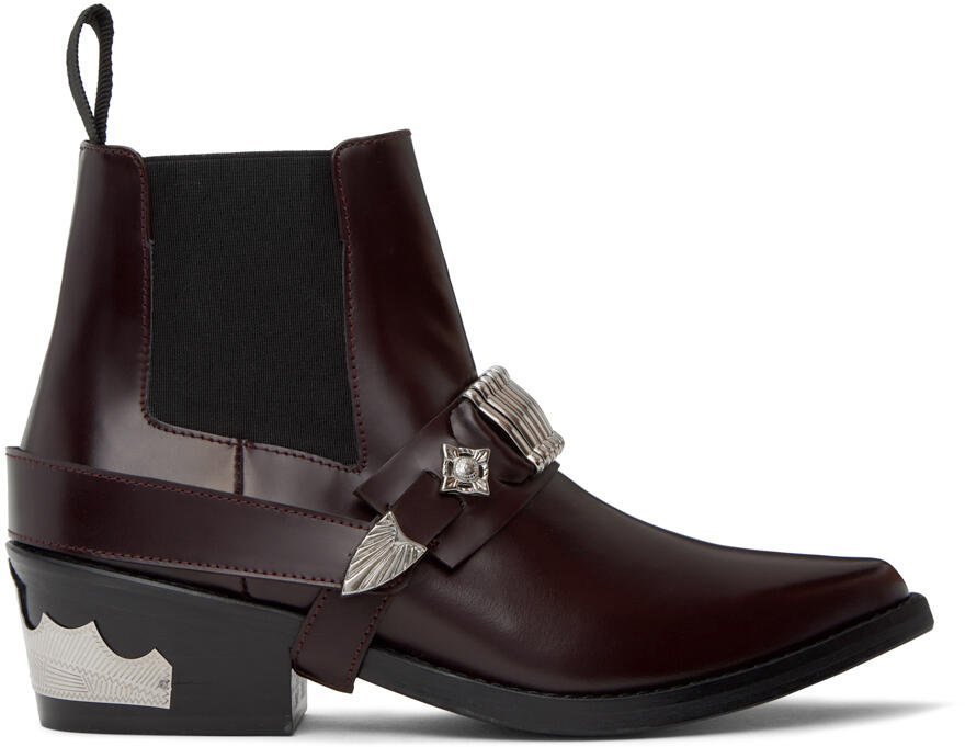 Toga Pulla Burgundy Ankle Strap Chelsea Boots Cover