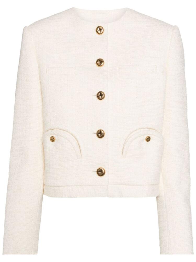 Blazé Milano collarless tweed jacket - White Cover