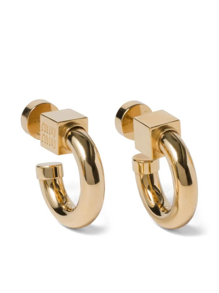 Miu Miu logo-engraved hoop earrings - Gold Cover