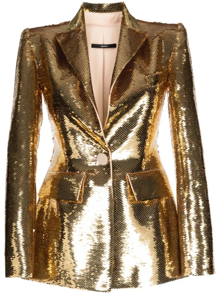 Alex Perry sequin-embellished peak-lapel blazer - Gold Cover