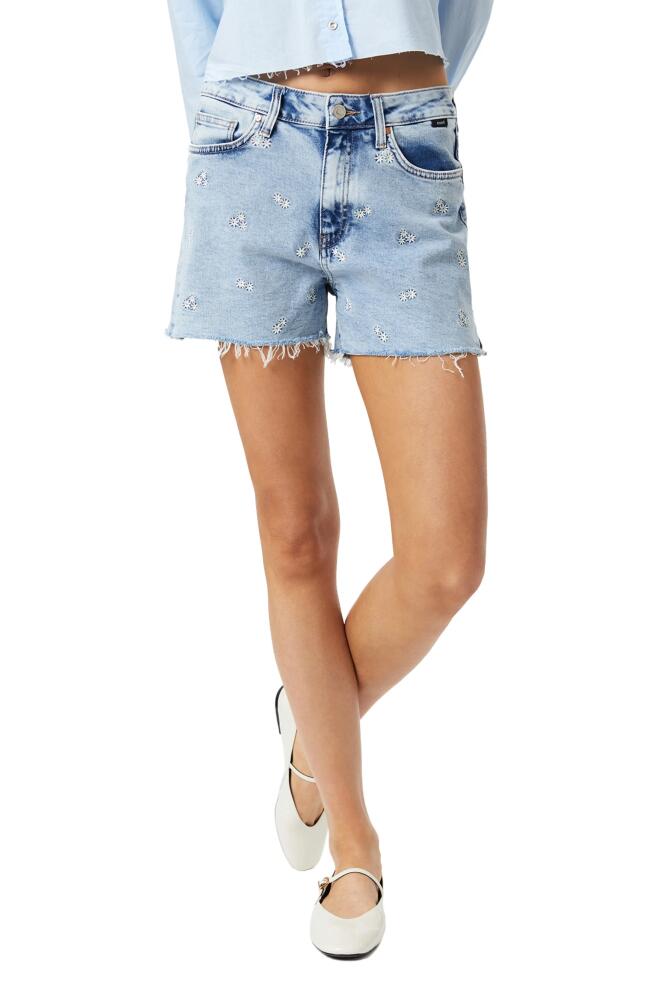 Mavi Jeans Heidi Embroidered Cutoff Denim Shorts in Light Blue Bloom Cover