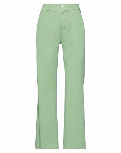 (+) People Woman Pants Light green Cotton, Elastane Cover