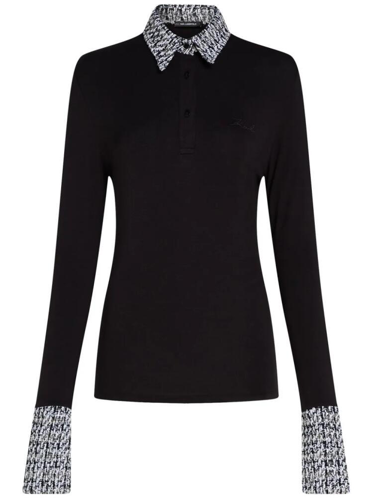 Karl Lagerfeld boucl� polo shirt - Black Cover