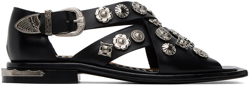 Toga Pulla Black Embellished Sandals Cover