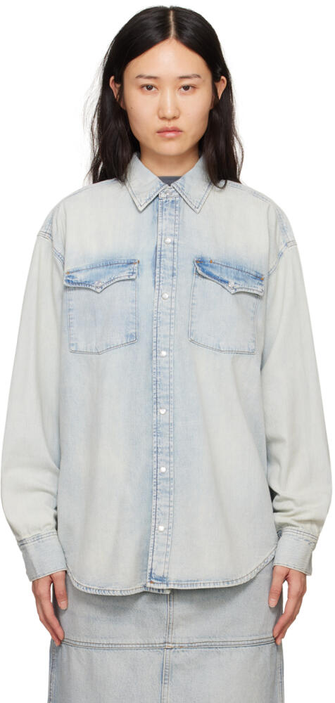 Re/Done Blue Oversized Denim Shirt Cover