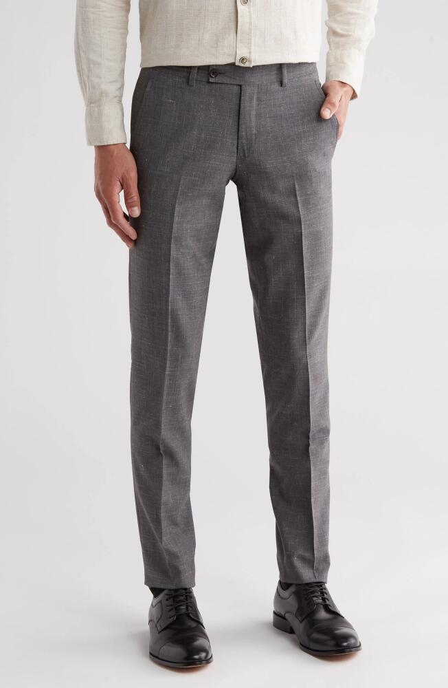 Ted Baker London Jerome Soft Constructed Flat Front Wool & Silk Blend Dress Pants in Grey Cover